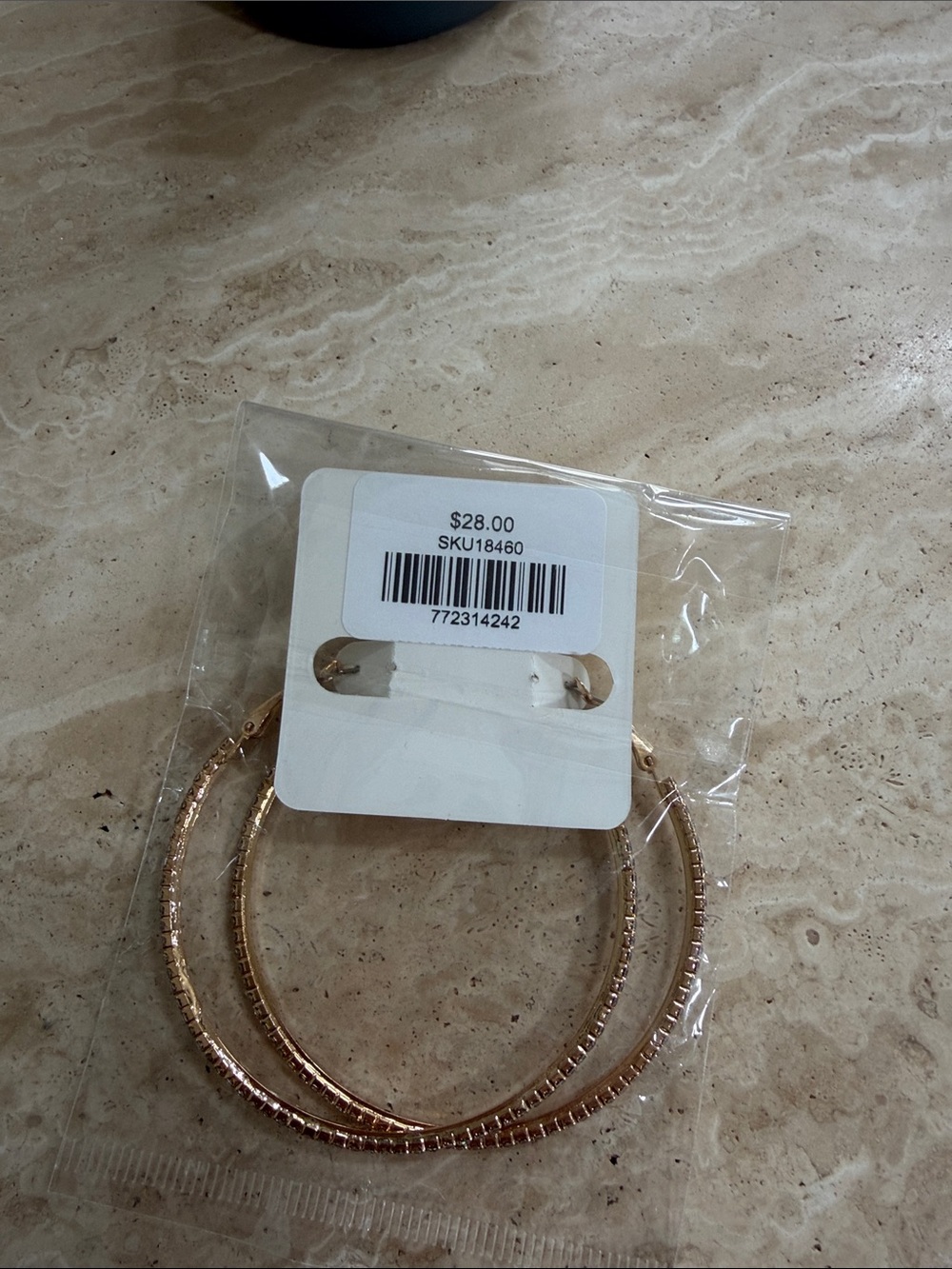 Gold Rhinestone Hoop Earrings - Picture 4 of 4
